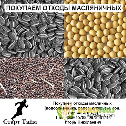Куплю отходы масличных (подсолнечника, рапса, кукурузы,