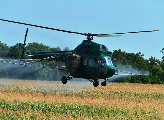 Авиаопрыскивание кукурузы инсектицидом кораген с вертолетов